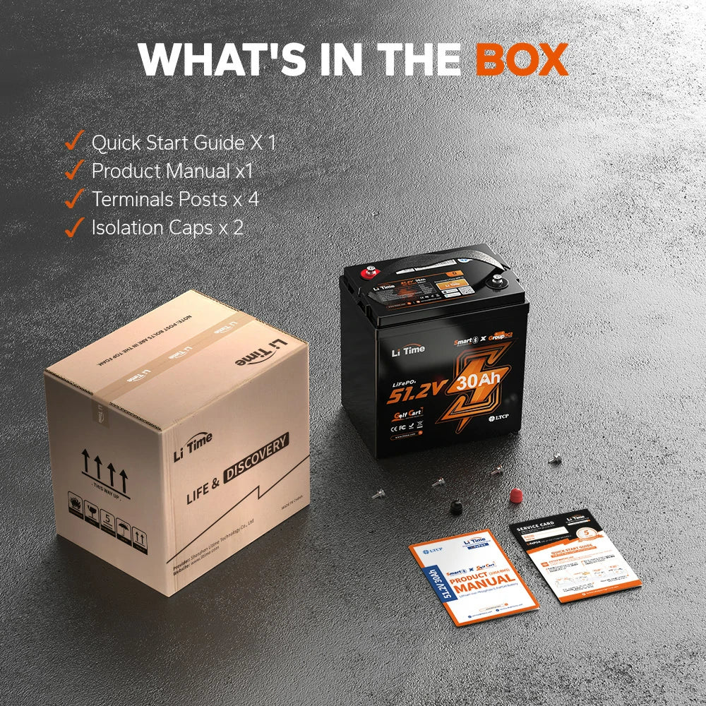 LiTime 48V 30Ah Golf Cart Lithium Battery, GC2 Battery for Club Cart Golf Cart