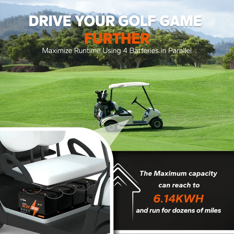 LiTime 51.2V 30Ah Golf Carts LiFePO4 Battery, 60A BMS, 1536Wh Energy