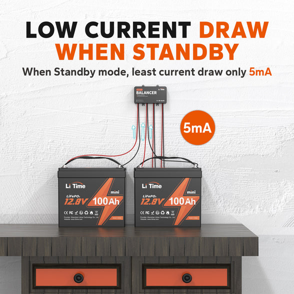  LiTime battery balancer with low standby current draw of 5mA
