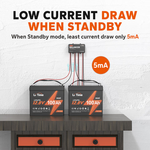  LiTime battery balancer with low standby current draw of 5mA