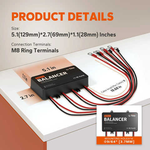 detailes information dimensions,sizes of litime battery balancer