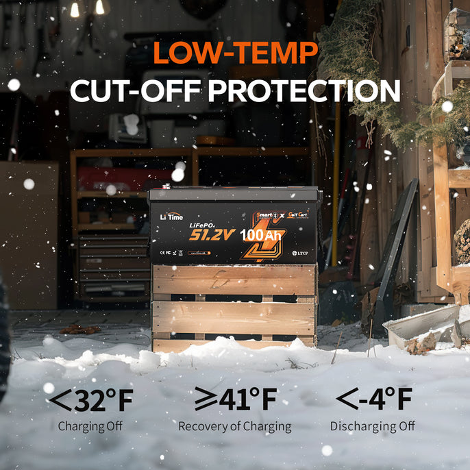 low temperature charging off protection features of litime 48v 100ah bluetooth battery