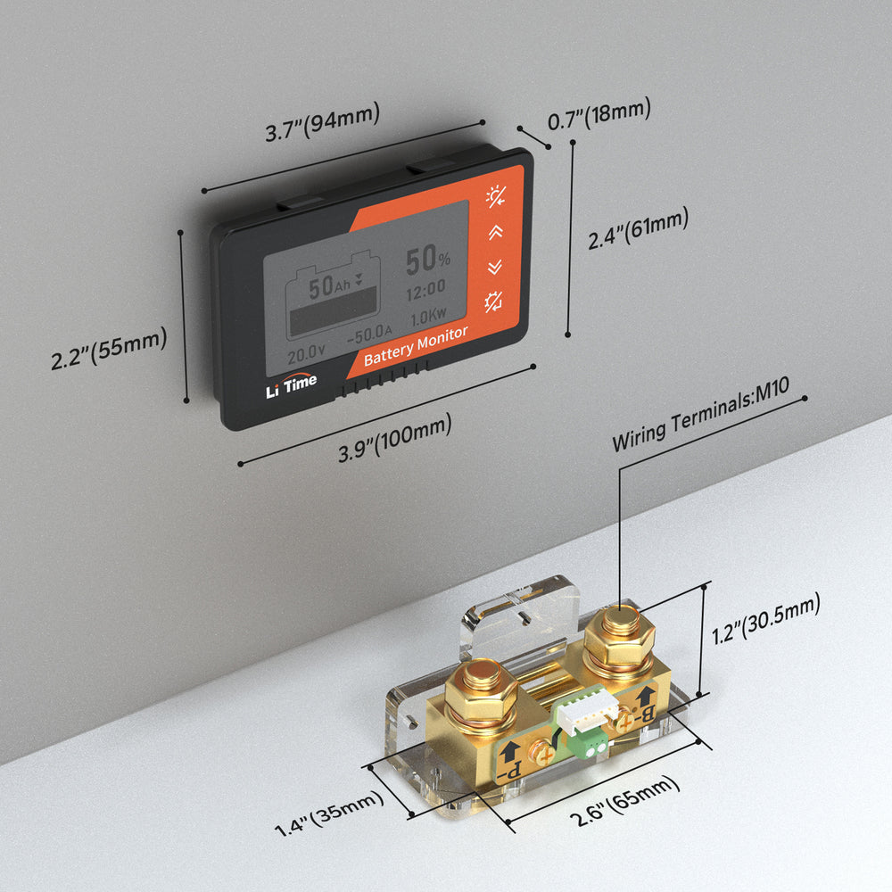dimension information of litime 500a battery monitor
