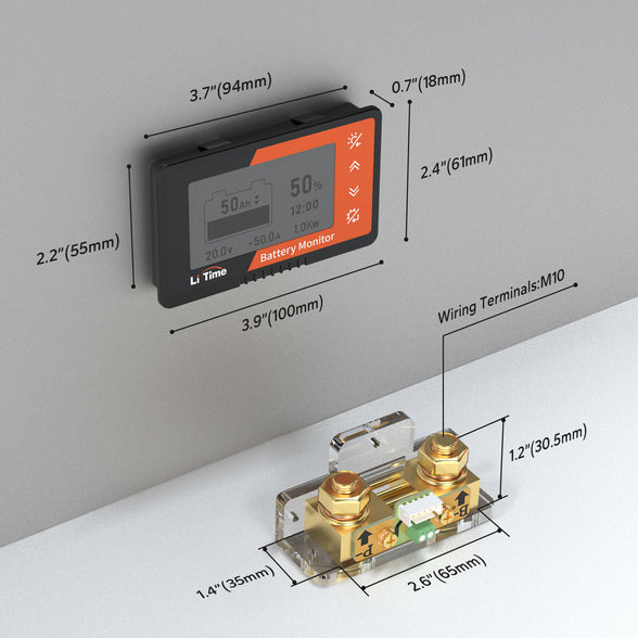 dimension information of litime 500a battery monitor