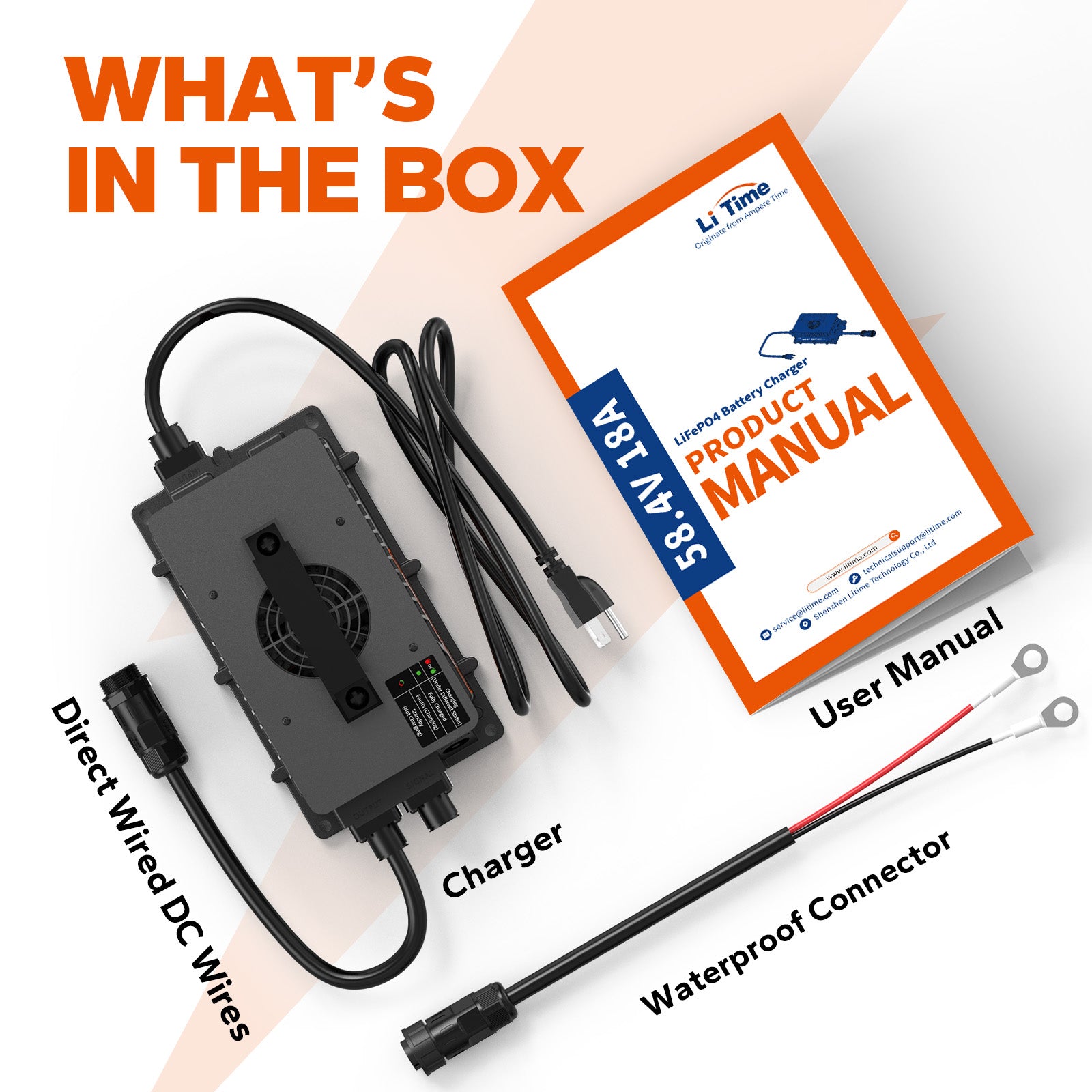 package information of litime 48v 18a lithium battery charger