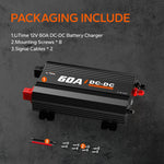 package information of LiTime 60A dc to dc charger - mounting screws, cables