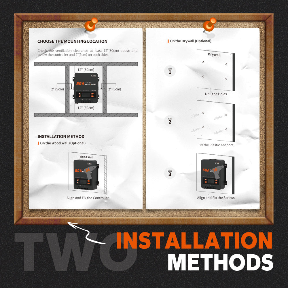 easy mounting installation of litime mppt 60a