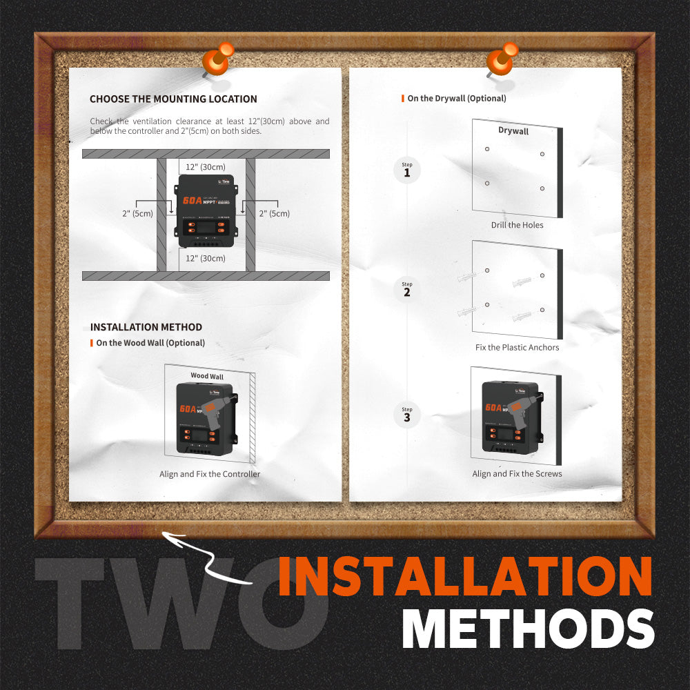 LiTime 60A MPPT 12V/24V/48V Solar Charge Controller, DC Input Parameter  Adjustable,No Build in