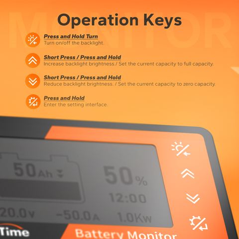 operation keys of litime battery monitor with shunt