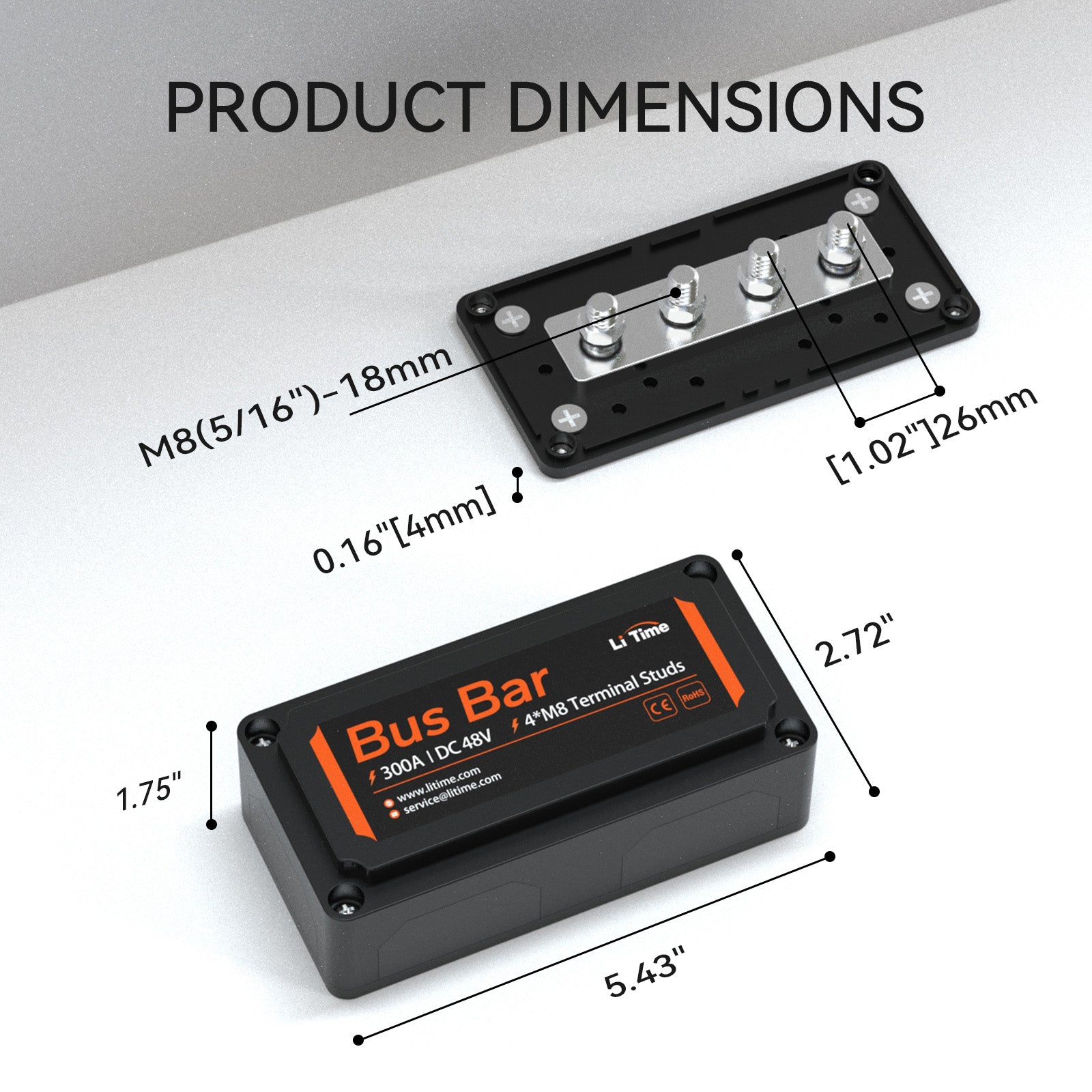 dimension information of litime bus bar