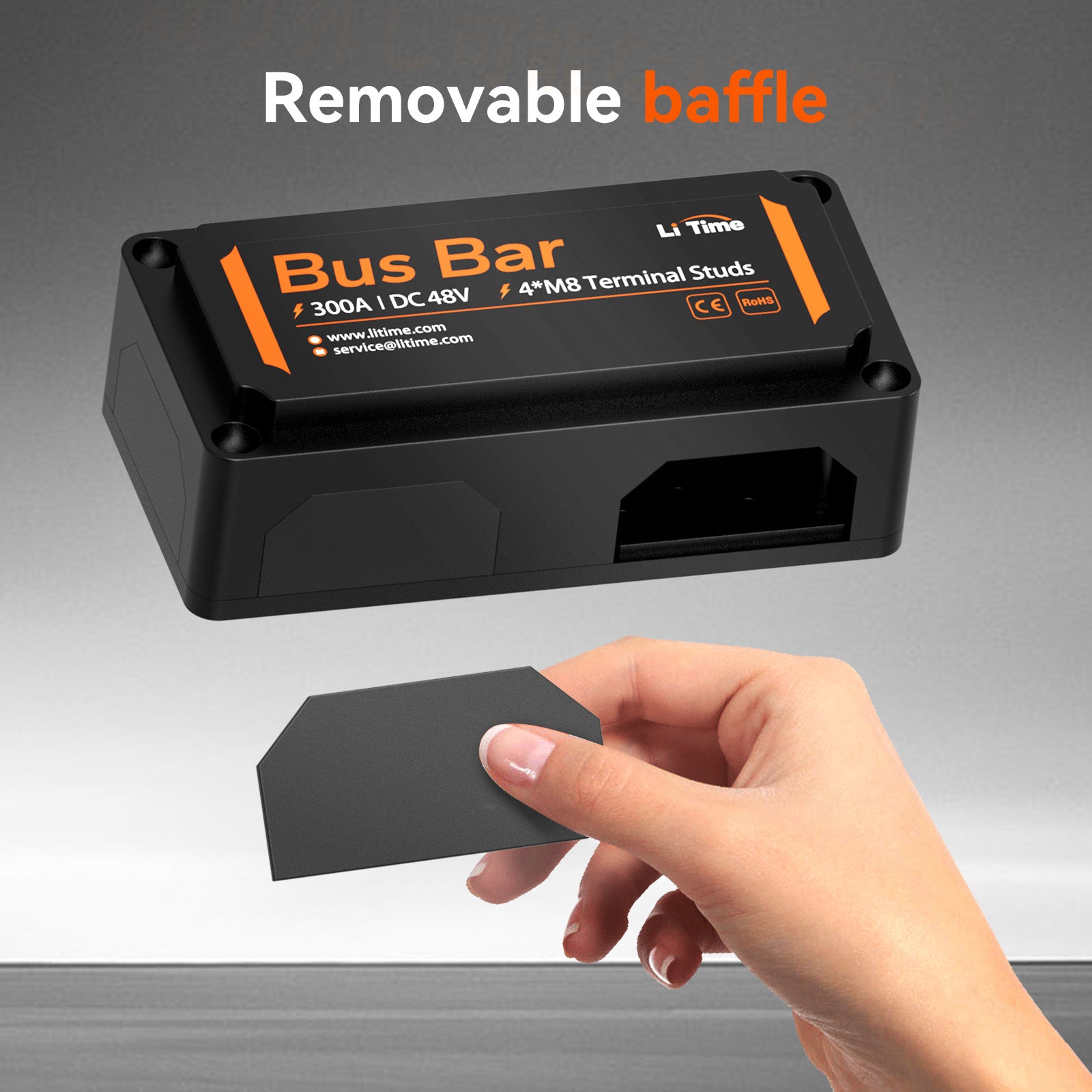 removable baffle of litime battery bus bar