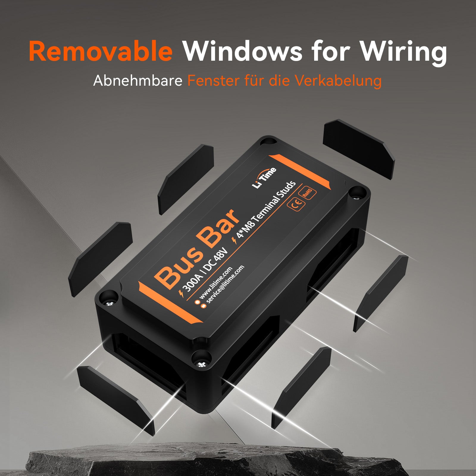 removable windows of litime bus bar for wiring