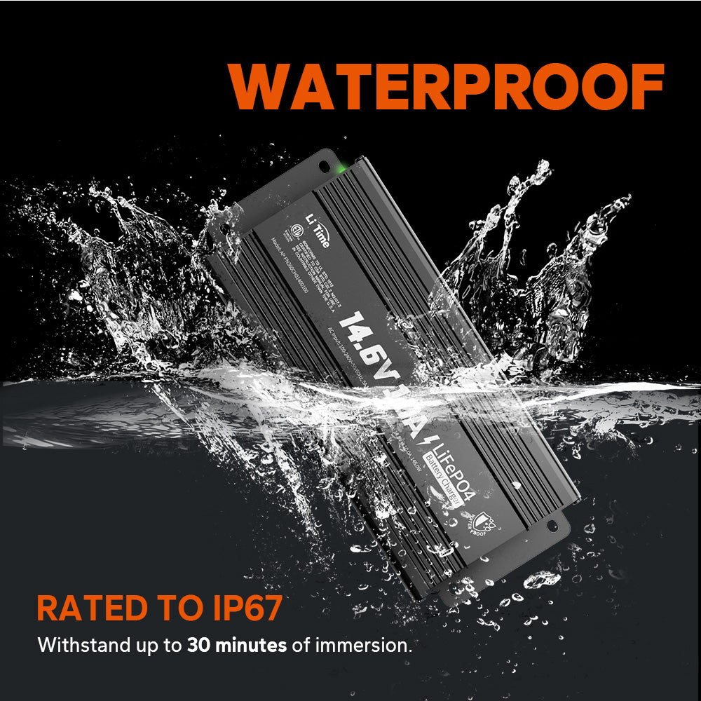 LiTime IP67 Waterproof 14.6V 10A LiFePO4 Onboard Charger, Fast Charging, 4 Safety Protections, Better Charging Performance, Extend Lithium Batteries Life, with LED Indicator, M2.webp