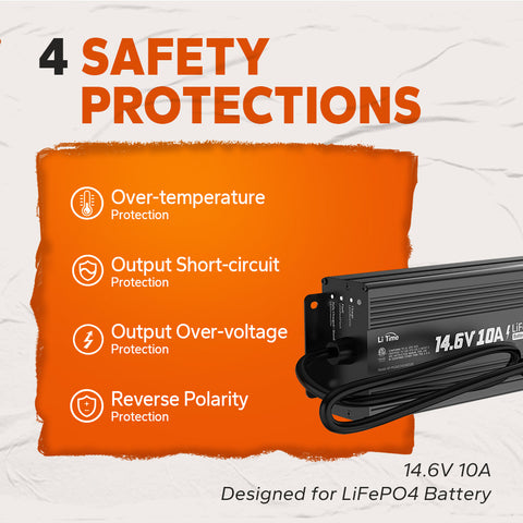 LiTime IP67 Waterproof 14.6V 10A LiFePO4 Onboard Charger