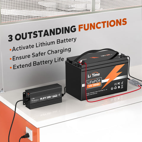 LiTime IP67 Waterproof 14.6V 10A LiFePO4 Onboard Charger