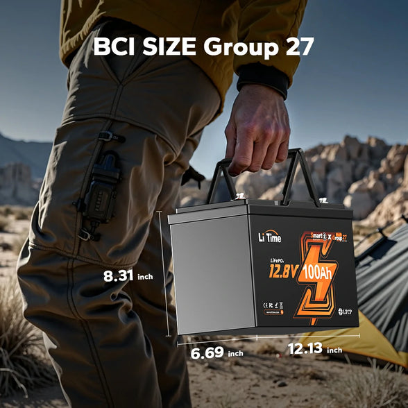 dimension information of litime group 27 lifepo4 lithium battery