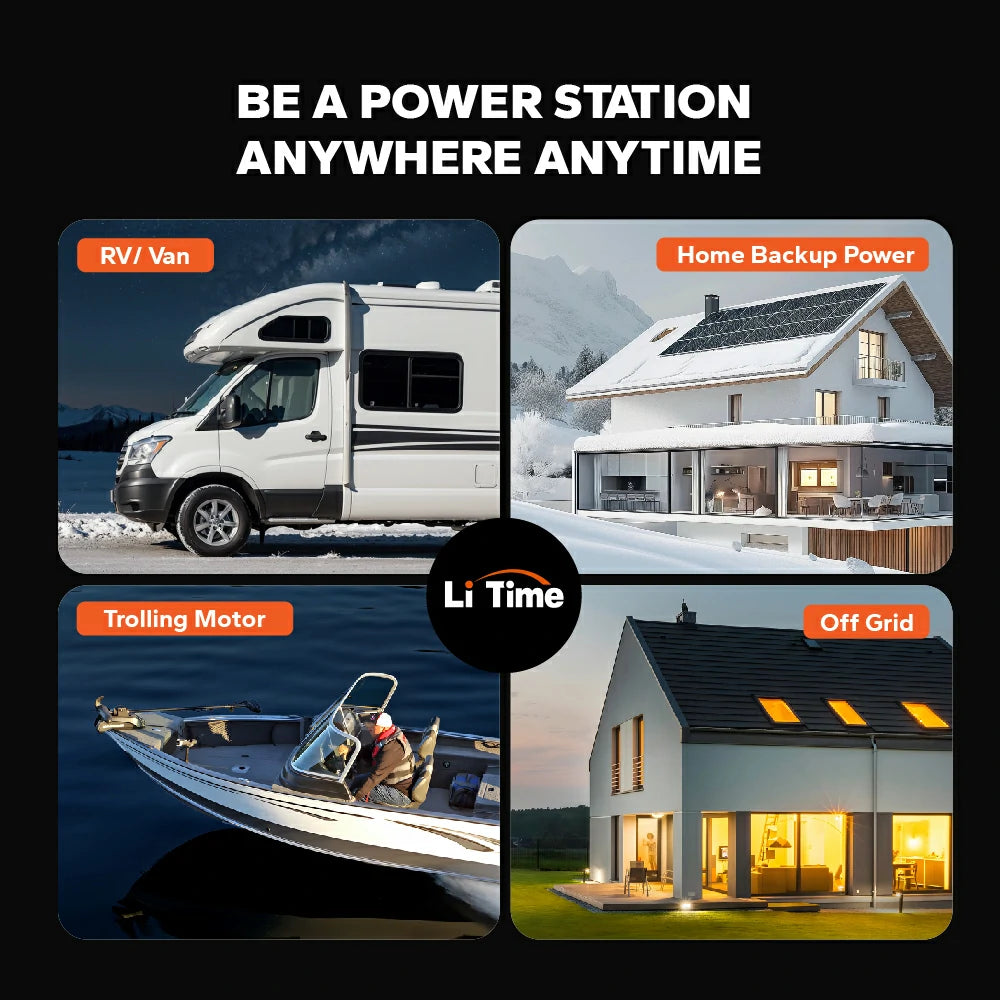 applications of LiTime 12v self heating lifepo4 battery - RV, trolling motor, off grid