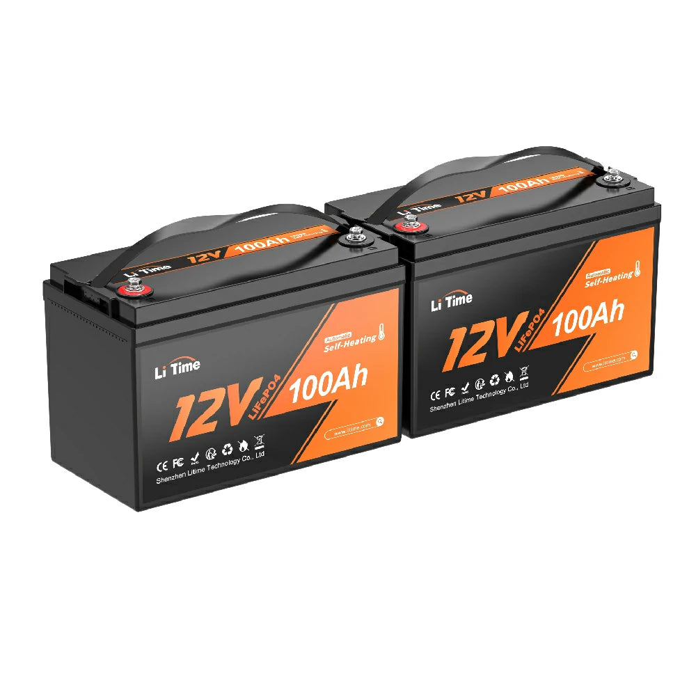 LiTime lithium ion battery 12v 100ah self heating 2pack