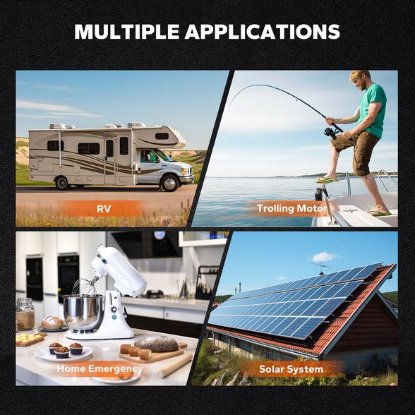 applications of litime 12 volt 100ah max lithium battery - rv, trolling motor, home emergency and solar system
