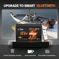 LiTime 12 Volt 100Ah TM Lithium Marine Trolling Motor Battery with Bluetooth