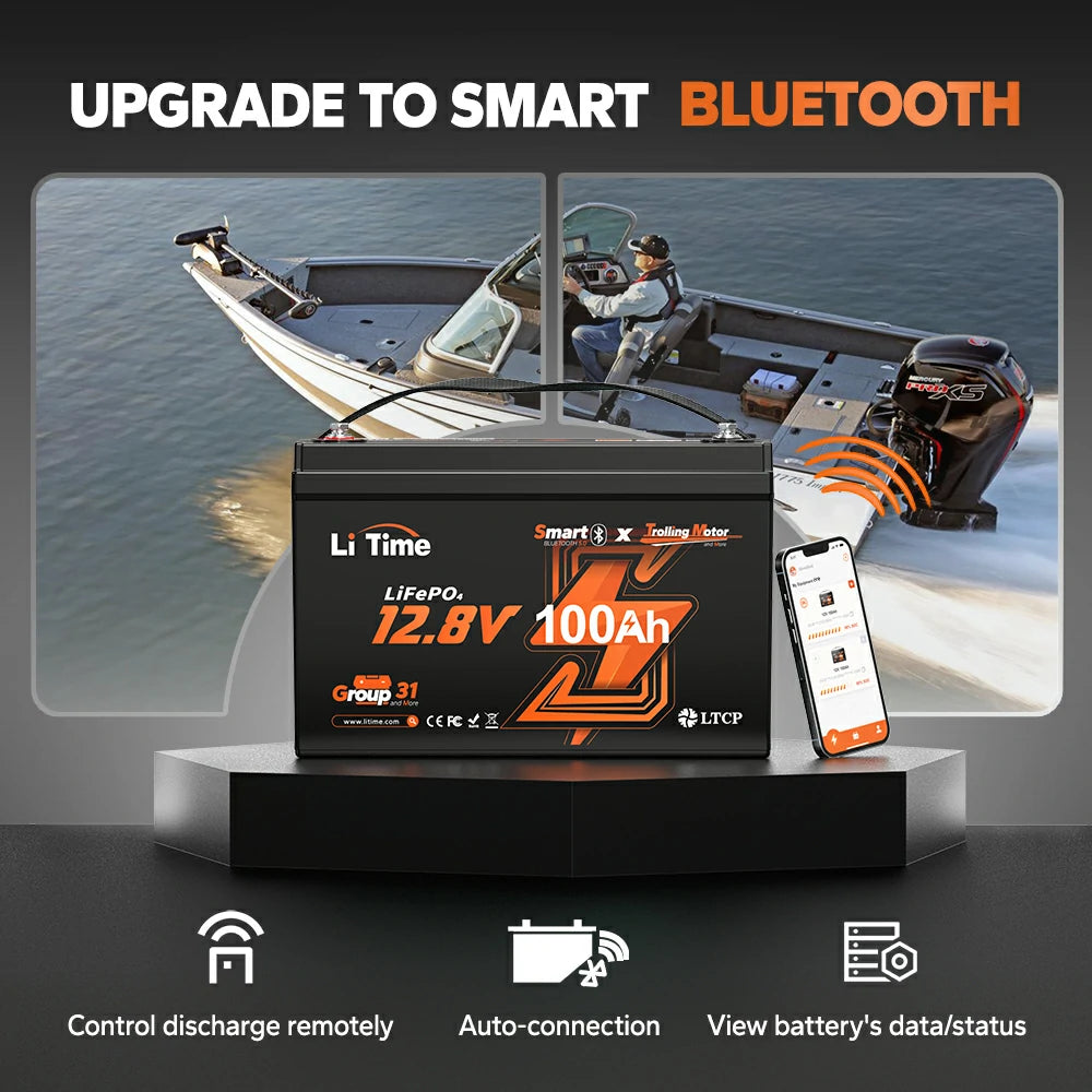 upgrade smart bluetooth feature of LiTime 12 volt 100Ah lithium trolling motor battery 