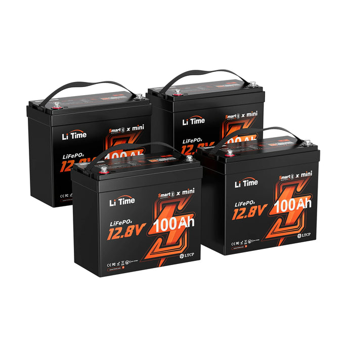 LiTime 12V 100Ah mini bluetooth battery 4pack