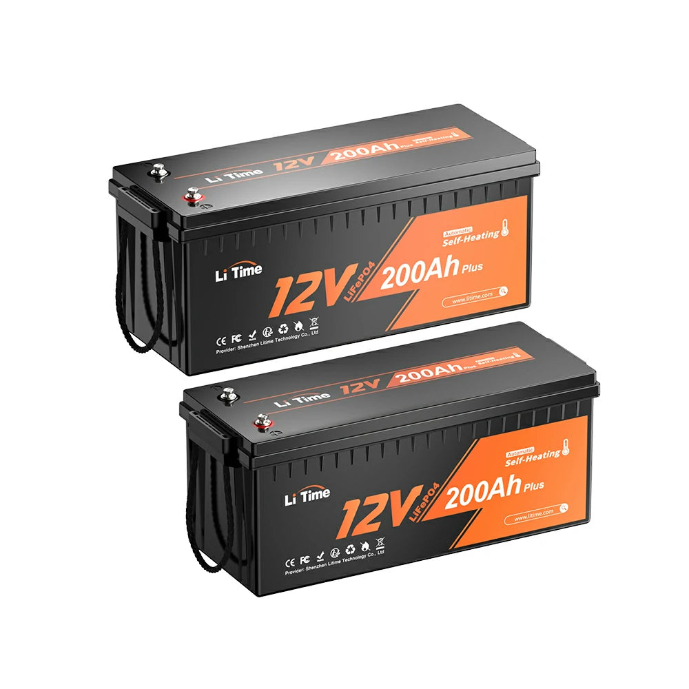 2 pack of litime 12v 200ah self heating lithium battery