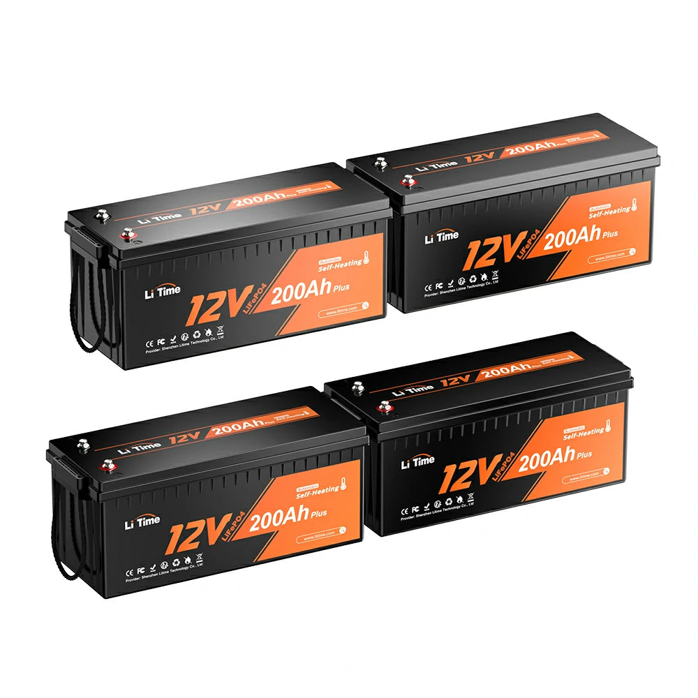 4pack of litime 12v 200ah self heating lithium battery 