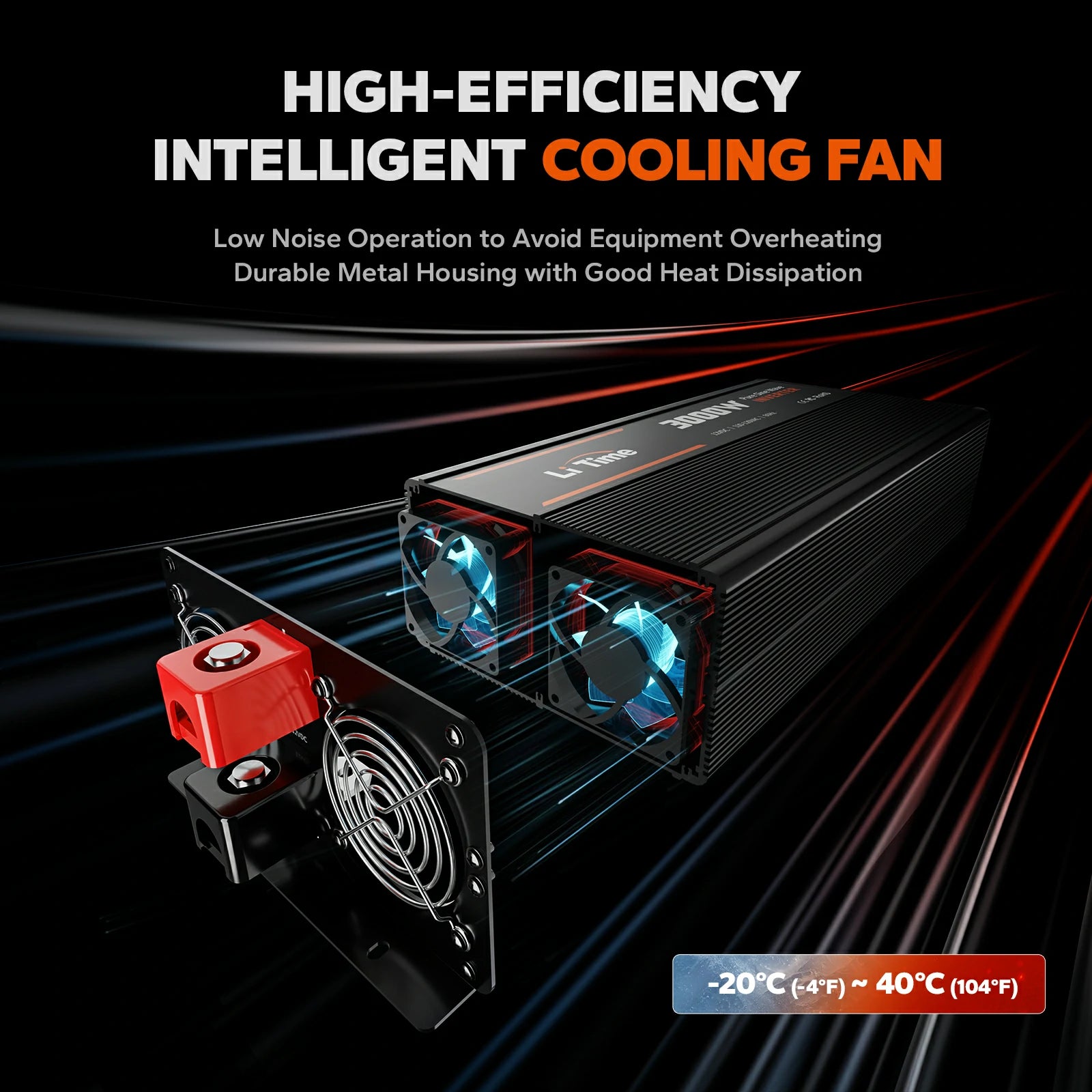cooling fan function of LiTime 3000W pure sine wave inverter