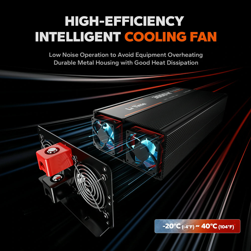 cooling fan function of LiTime 3000W pure sine wave inverter