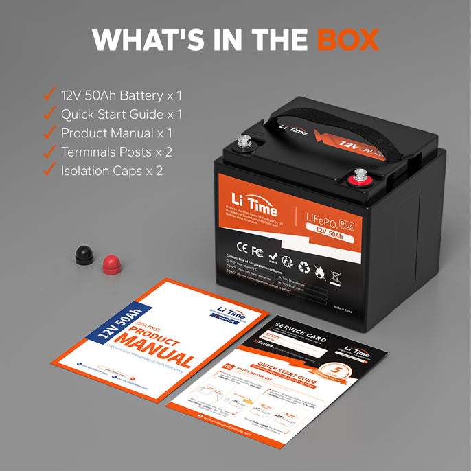 pakage information of litime 12v 50ah lifepo4 battery