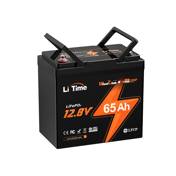 overview of LiTime 12V 65Ah 22NF Wheelchair Lithium Battery