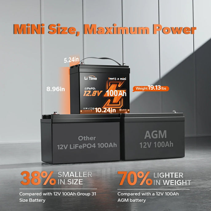 small size, high energy of litime 12v 100ah mini lifepo4 lithium battery