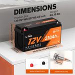 dimension information of litime 12v 230ah lifepo4 battery