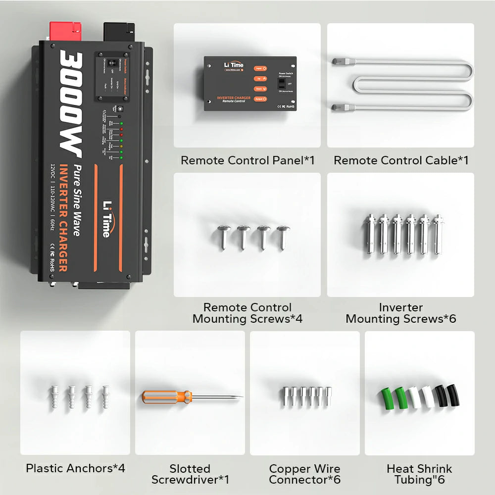 package list of litime 12v 3000w inverter charger