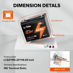 Dimensions details of litime 12v 45ah u1 lifepo4 battery