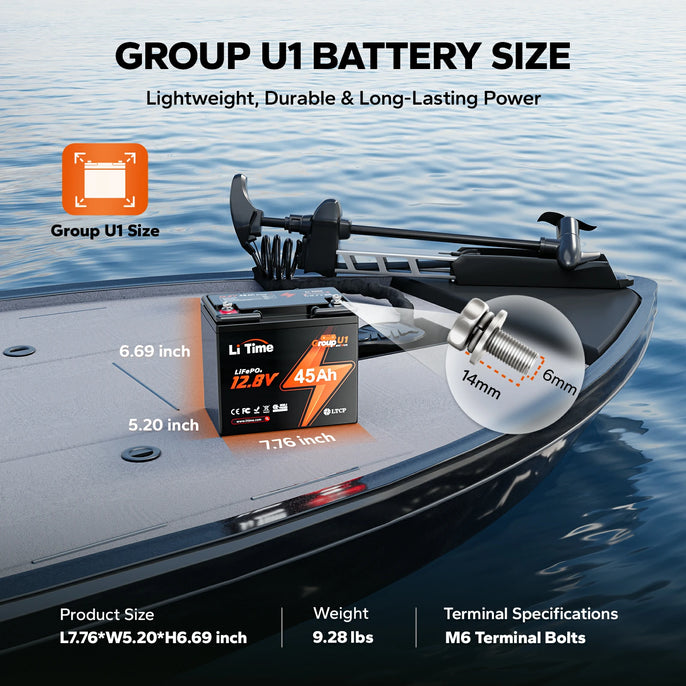 Dimensions details of litime 12v 45ah u1 lifepo4 battery