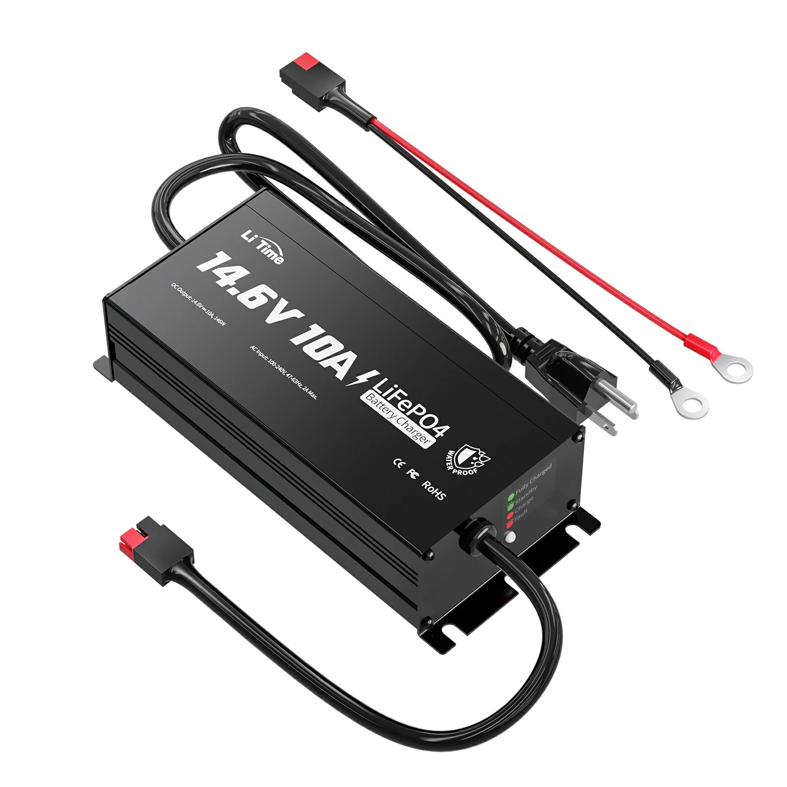 12V 10A LiFePO4 lithium battery charger with IP67 waterproof