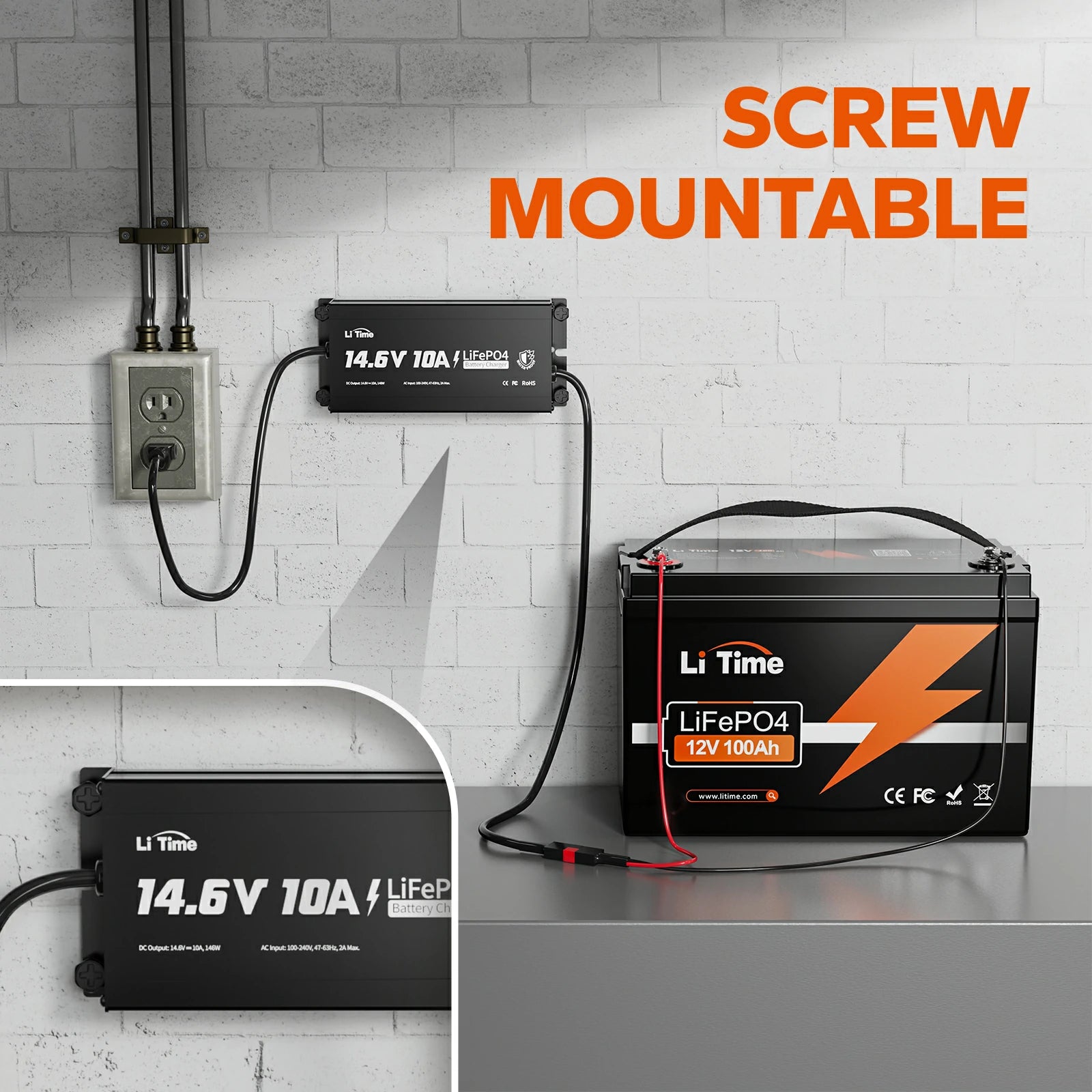 mountable lithium battery charger