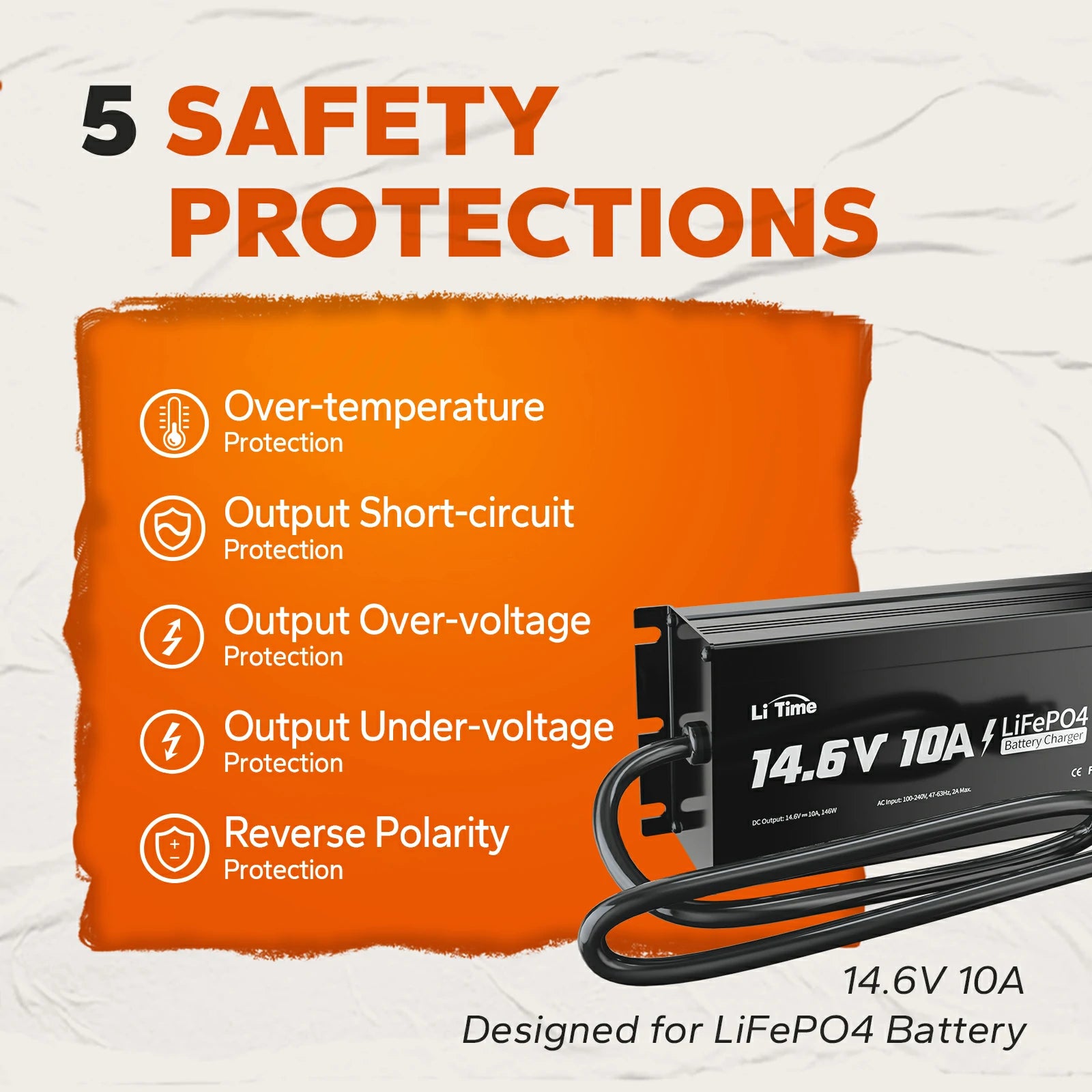 multi protections for LiTime lithium battery charger