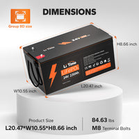 LiTime 24V 230Ah Deep Cycle LiFePO4 Group 8D Battery