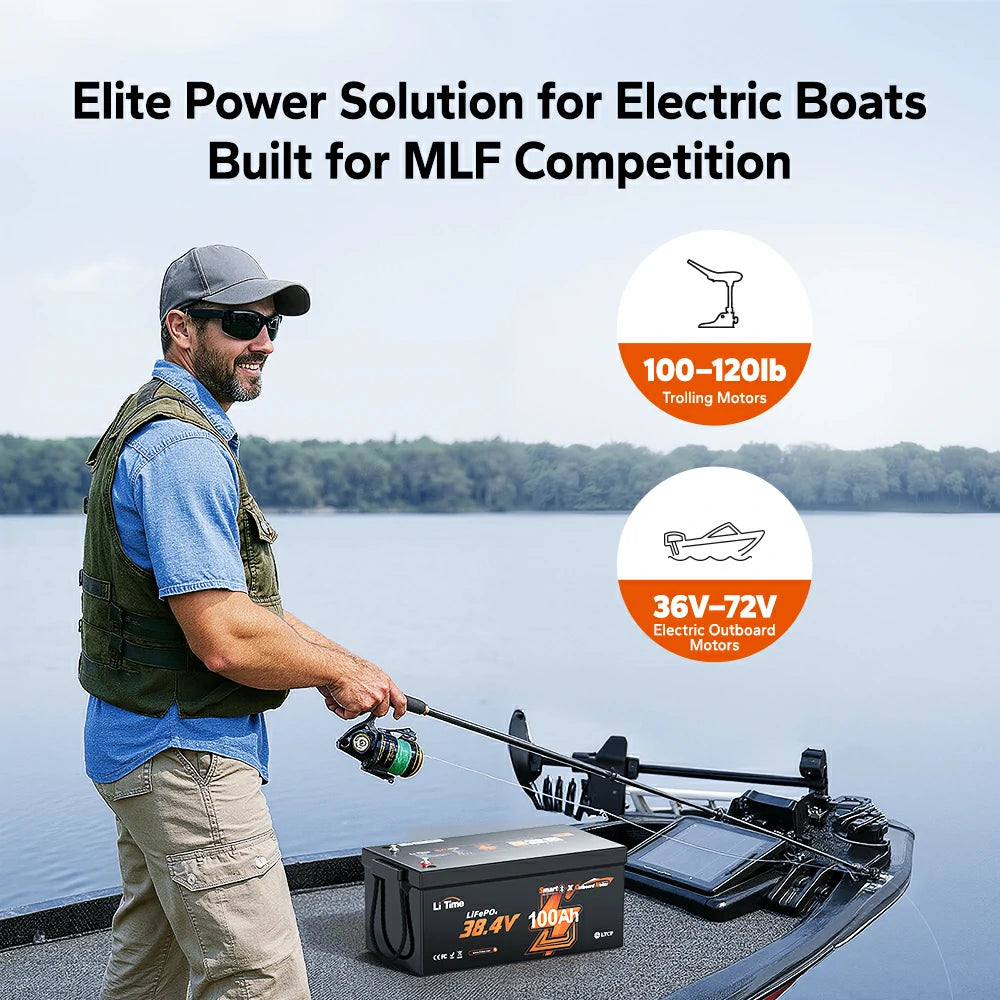 LiTime 36 Volt 100Ah Lithium Marine Trolling Motor Battery
