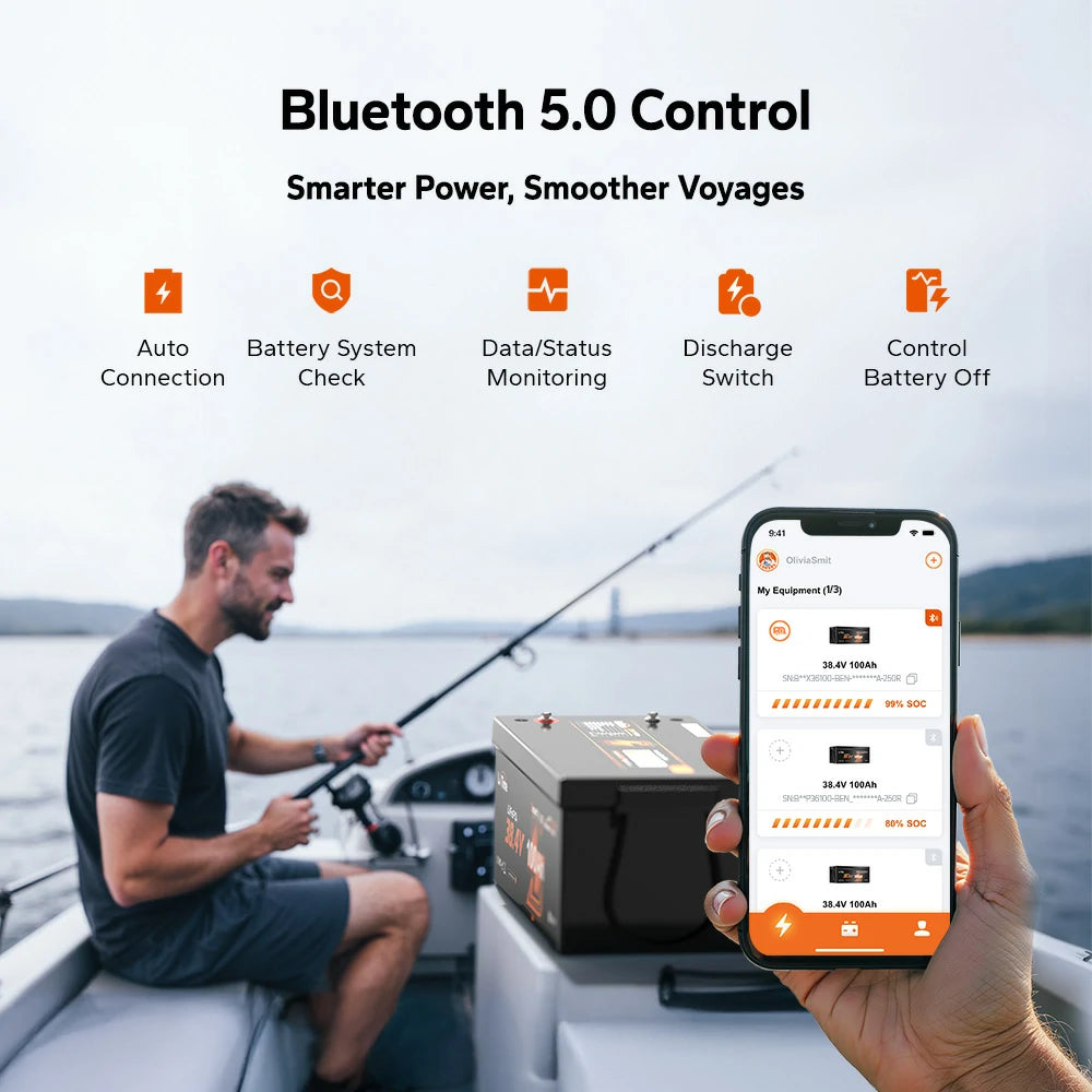 bluetooth function of litime 36 volt 100ah trolling motor battery