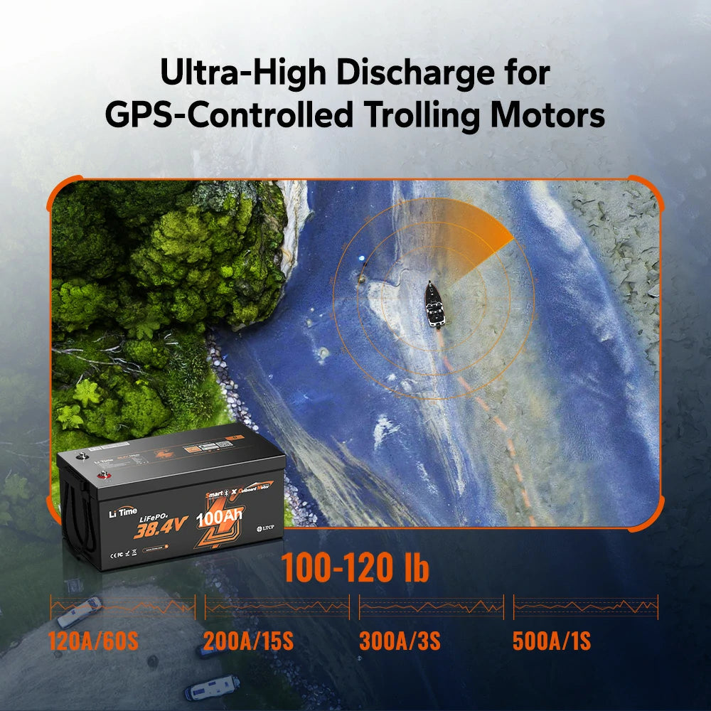 stronger discharge capacity of litime 36v 100ah lithium battery for autoboat gps trolling motor