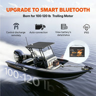  LiTime 36V 50Ah Bluetooth battery: smart control for 100-120 lb trolling motors, IP65 waterproof, remote discharge management