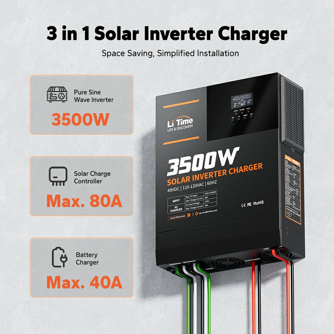 litime 3-in-1 solar inverter charger: 3500w inverter, 80a mppt, 40a battery charger