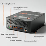 LiTime 60A MPPT controller's ports, showing terminals for solar, battery, DC load, and communication