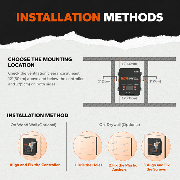 installation methods of litime mppt 60a solar charge controller