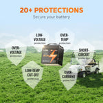 LiTime 48V GC2 LiFePO4 battery features over 20 protections, including over-voltage, under-voltage, and short-circuit safeguards