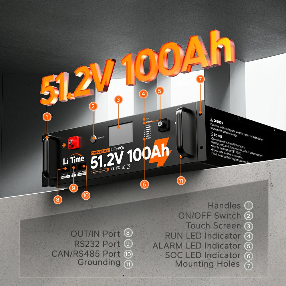 overall appearance of LiTime 48v 100ah lithium ion battery